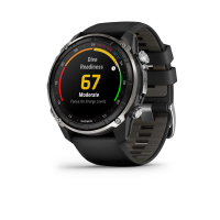 Garmin® Descent™ Mk3i - 51 mm, Silbernes und schwarzes PVD-Titan mit schwarzem/dunkelgrauem Silikonarmband
