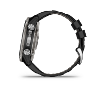 Garmin® Descent™ Mk3i - 51 mm, Silbernes und schwarzes PVD-Titan mit schwarzem/dunkelgrauem Silikonarmband